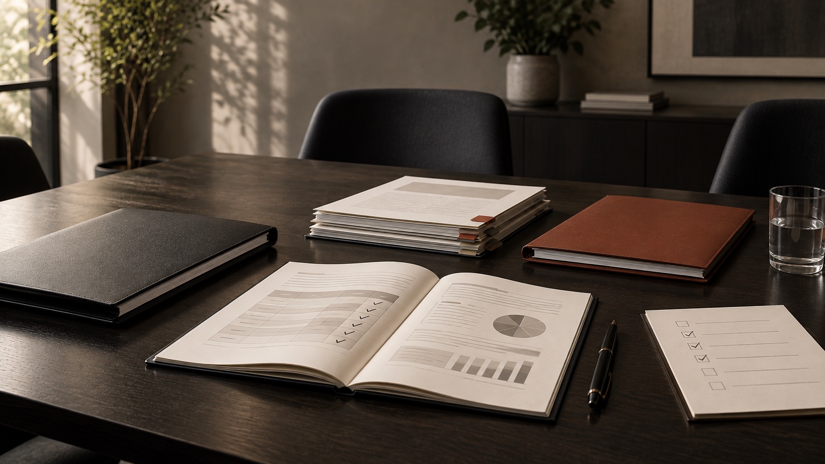 Documentos e informe de control interno sobre una mesa de trabajo